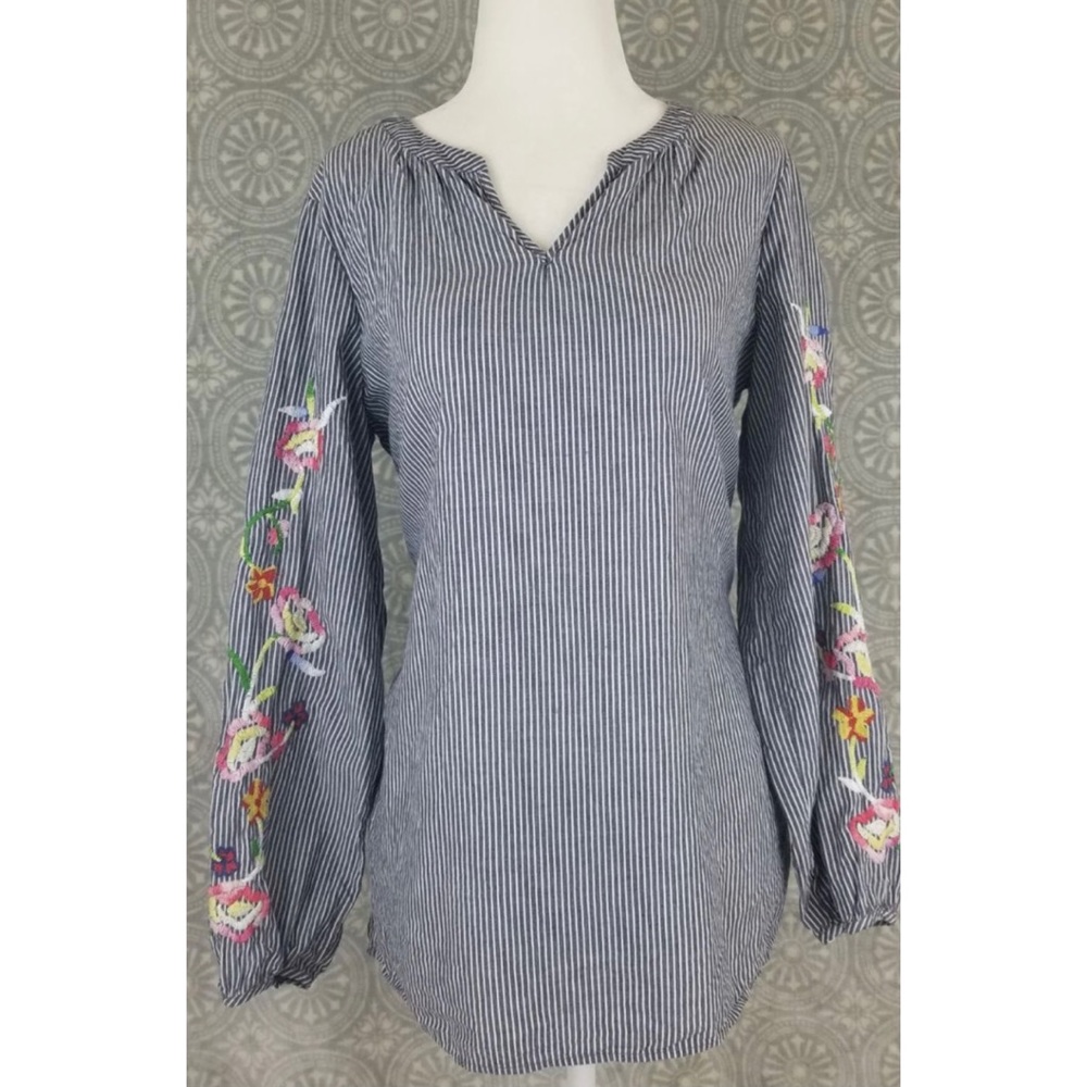 Talbots Embroidered Floral Sleeve Top